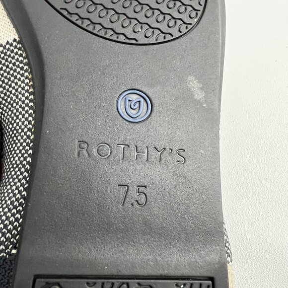 Rothys Womens Cap Toe Buffalo Plaid Round Toe Ballet Flat Black White size 7.5 - Picture 14 of 15